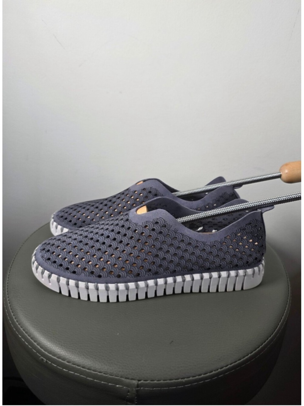 Ilse Jacobsen Hornbaek Tulip Slip On Shoes Grey Perforated Comfort Flats 9|39 - Picture 4 of 14
